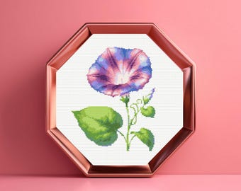 Morning Glory Cross Stitch Pattern, Flower Cross Stitch Pattern, Modern Cross Stitch Pattern, instant download