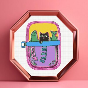 Sardine Can Cross Stitch Pattern, Sardines Tin Cross Stitch Pattern ...