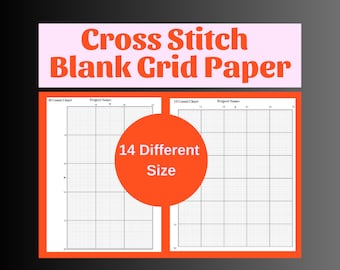Planner Cross Stitch, Cross Stitch Graph Paper PDF, 14 SIZES , Cross Stitch  Blank Grid Paper, Cross Stitch Graph Paper
