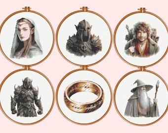 Fantasy-Erde-Kreuzstichmuster, Set mit 6 Kreuzstichmustern, sofortiger Download