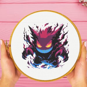 Gengar Cross Stitch Pattern , Pokemon Cross Stitch Pattern, instant download