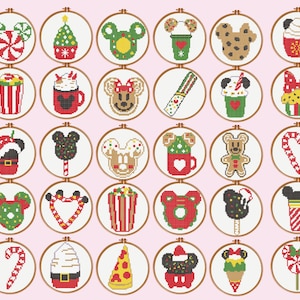 Mickey Mouse Ears Cross Stitch Pattern , Set of 29 Christmas Mouse Ears Cross Stitch Pattern, , instant download