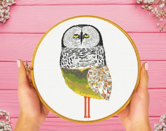 Golden Owl Cross Stitch Pattern , instant download