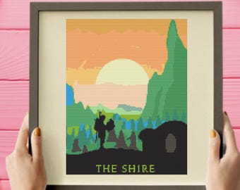 Fantasy Earth Cross Stitch Pattern , The Shire Cross Stitch Pattern, instant download
