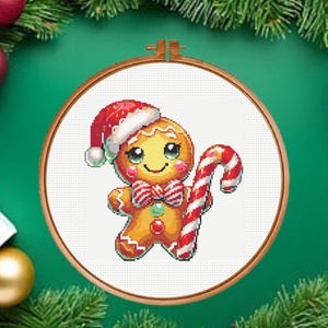 Cute Gingerbread Man Cross Stitch Pattern, Christmas Candy Cross Stitch Pattern,  instant download