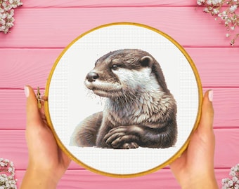 Otter Cross Stitch Pattern, instant download