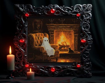 Patrón de punto de cruz de fantasma, patrón de punto de cruz de Halloween, descarga instantánea en PDF.