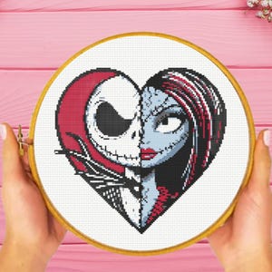 Jack Skellington Kreuzstichmuster, Alptraum Valentine Paar Kreuzstichmuster - Instant Download