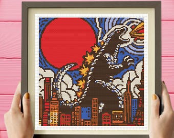 Godzilla Cross Stitch Pattern , instrant download