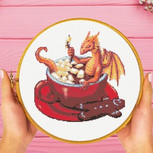 Dragon Cross Stitch Pattern, Tea Dragon Cross Stitch Pattern, instant download