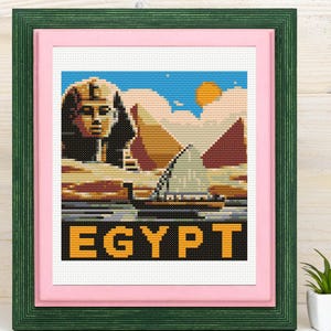 Egypt Cross Stitch Pattern, Travel Cross Stitch Patterm,  instant download
