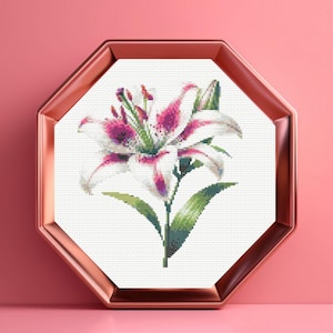 Lily Cross Stitch Pattern, Flower Cross Stitch Pattern, Modern Cross Stitch Pattern, instant download