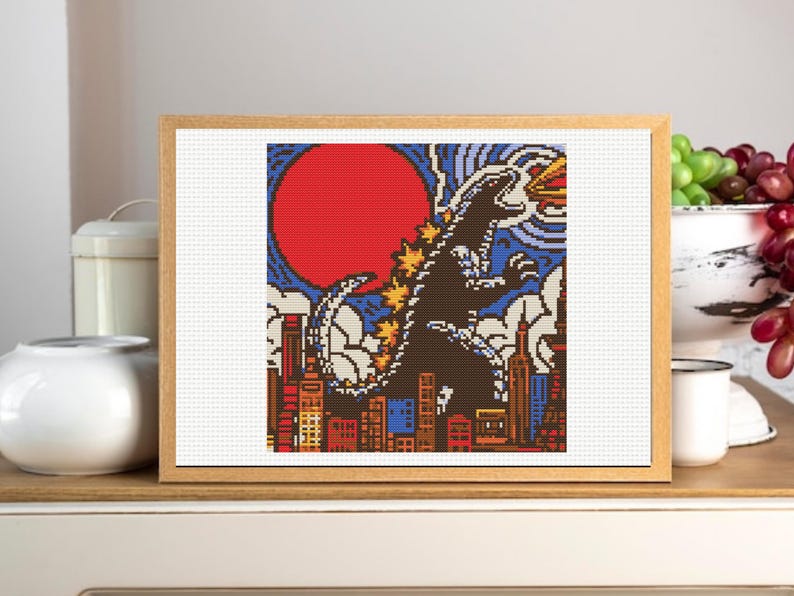 Godzilla Cross Stitch Pattern , Instrant Download - Etsy