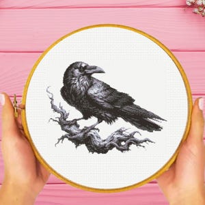 Raven Cross Stitch Pattern, instant download