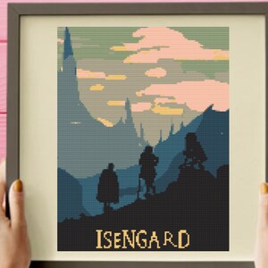 Patrón de punto de cruz &quot;Fantasía Tierra&quot;, patrón de punto de cruz &quot;Isengard&quot;, descarga instantánea