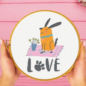 Dog Love Cross Stitch Pattern, Dog Cross Stitch Pattern, instant download