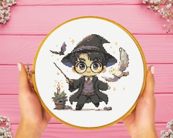 Wizard Cross Stitch Pattern , Magic Cross Stitch Pattern, Owl Cross Stitch Pattaern, instant download