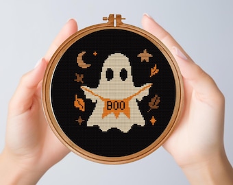 Cute Ghost Cross Stitch Pattern , Boo Cross Stitch Pattern, Ghost Embroidery, instant pdf download