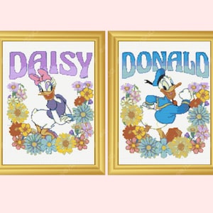 Kreuzstichmuster Donald und Daisy Duck – Set mit 2 Enten-Kreuzstichmustern zum sofortigen Download
