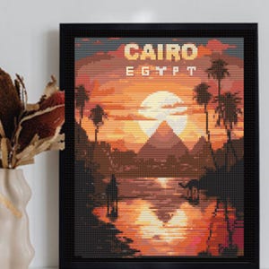 Egypt Cross Stitch Pattern, Travel Cross Stitch Patterm,  instant download
