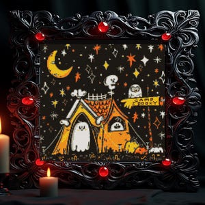 Spooky Camp Cross Stitch Pattern , Halloween Cross Stitch Pattern, instant pdf download