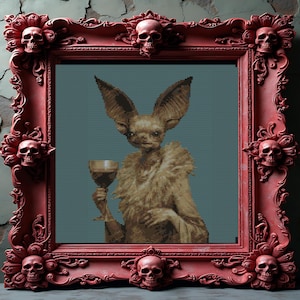 Gothic Bat Cross Stitch Pattern , Victorian Bat Embroidery, instant pdf download