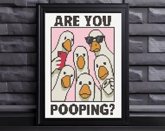 Are You Pooping Cross Stitch Pattern , Funny Goose, instant download