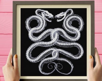 Snake Skeleton Cross Stitch Pattern, instant pdf download