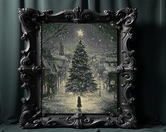 Viintage Christmas Cross Stitch Pattern ,  Retro Christmas Village, instant PDF download