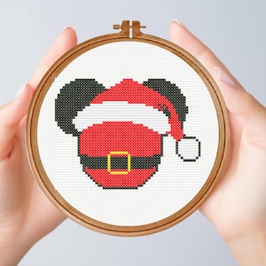 Mickey Cross Stitch Pattern , Mickey Christmas Hat Cross Stitch Pattern, instant download