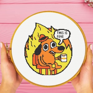 This is Fine Cross Stitch Pattern, Everything is Fine Cross Stitch Pattern, funny cross stitch pattern, instant download