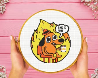 This is Fine Cross Stitch Pattern, Everything is Fine Cross Stitch Pattern, funny cross stitch pattern, instant download