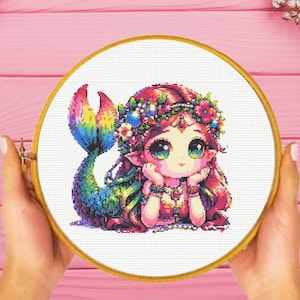 Mermaid Cross Stitch Pattern, instant download