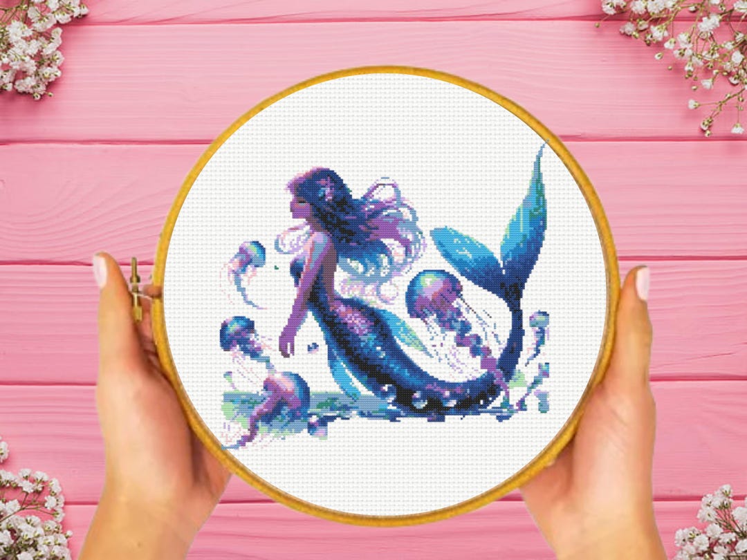 Mermaid Cross Stitch Pattern, Instant Download - Etsy