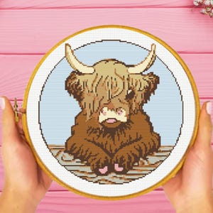 Highland Cow Cross Stitch Pattern, Baby Highland Cow Cross Stitch Pattern, instant download