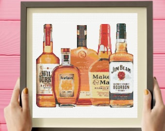 Bourbon Cross Stitch Pattern ,Whiskey Cross Stitch, Bourbon,  instant download