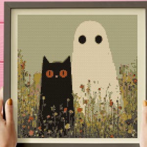 Ghost Cross Stitch Pattern , Cat Cross Stitch Pattern, instant pdf download