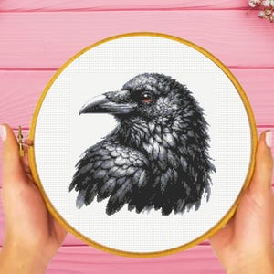Raven Cross Stitch Pattern, instant download