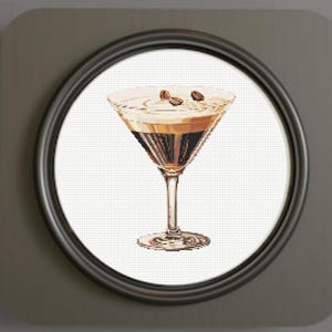 Schema punto croce Espresso Martini, schema punto croce Cocktail, download immediato