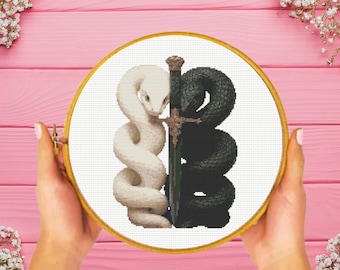 Snake Cross Stitch Pattern, Sword Ctoss Stitch Pattern, instant pdf download