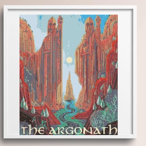 Argonath Cross Stitch Pattern, Fantasy Earth Cross Stitch PAttern, instant PDF download