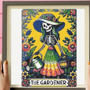 The Gardener Cross Stitch Pattern, Tarot Card Cross Stitch Pattern, instant pdf download