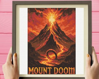 Mount Doom Cross Stitch Pattern , Middle Earth Cross Stitch Pattern, instant PDF download