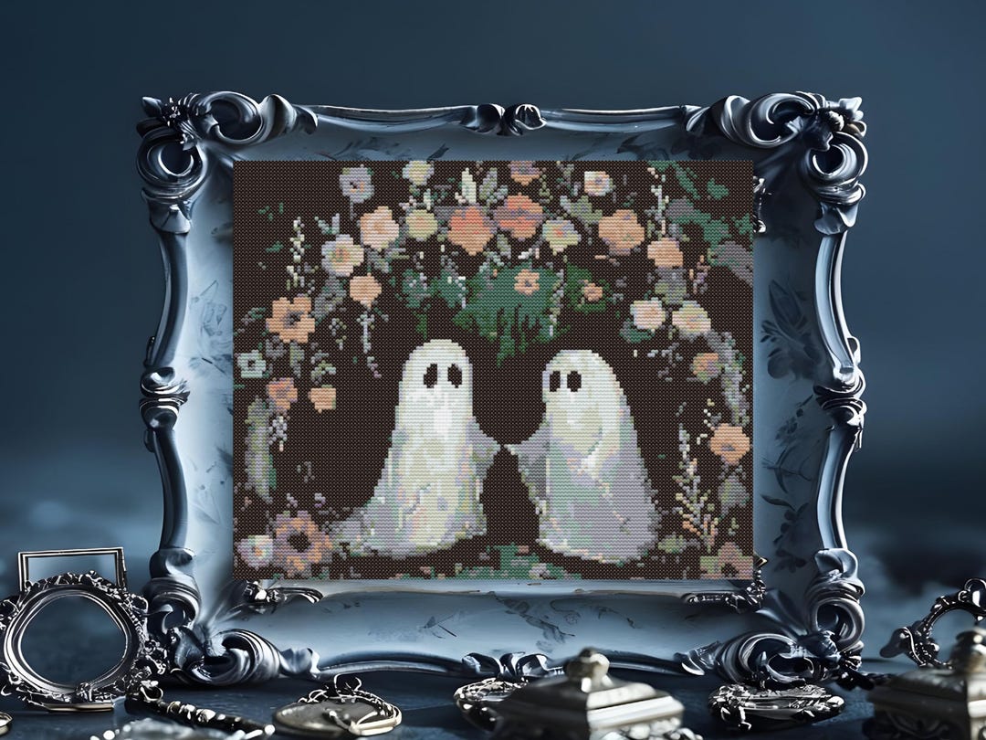 Two Ghosts Cross Stitch Pattern , Ghost Embroidery, Instant Pdf ...