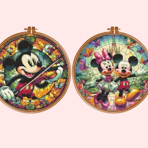 Mickey Mouse Cross Stitch Pattern , Set of 2 Mickey  and Minnie Cross Stitch Patterns, instant download