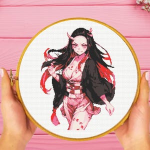 Demon Slayer Cross Stitch Pattern , Demon Fighter, Anime Cross Stitch Pattern, instant download
