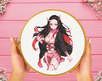 Demon Fighter Cross Stitch Pattern, Anime Cross Stitch Pattern, instant download