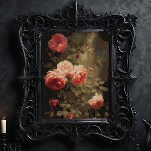Woodland Roses Cross Stitch Pattern , Rose Embroidery, instant pdf download