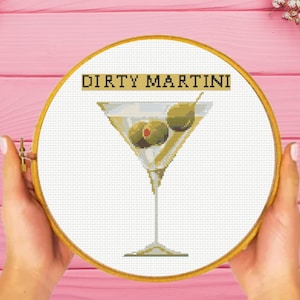Schema punto croce Dirty Martini, schema punto croce Cocktail, download immediato