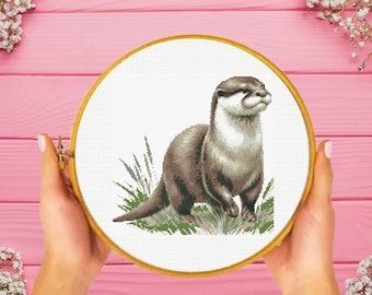 Otter Cross Stitch Pattern, instant download
